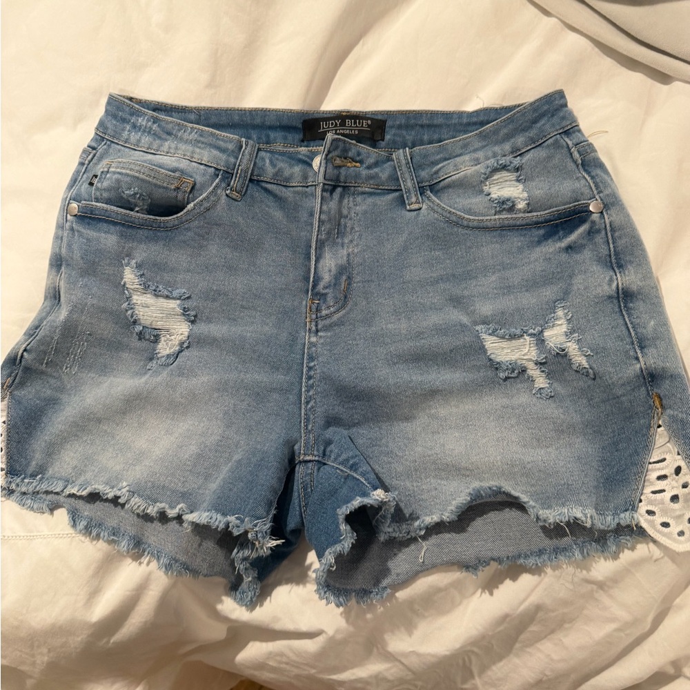 Judy Blue Women's Light Blue Distressed Jean Shorts